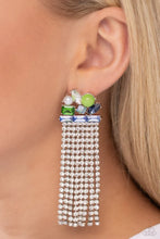 Load image into Gallery viewer, horizontal hallmark blue post earrings
