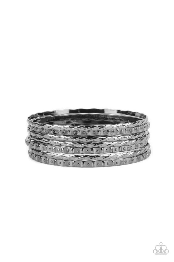 Paparazzi Jewelry  Paparazzi Bracelet ~ Back-To-Back Stacks - Black