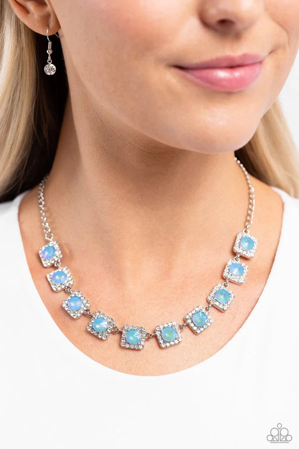 Paparazzi Jewelry  Paparazzi Necklace ~ Jump SQUARE - Blue