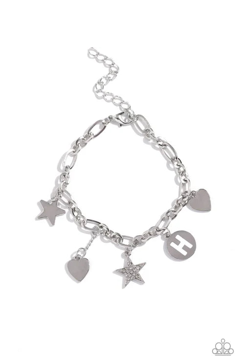 Paparazzi ♥ Legacy Letters - White - H ♥ Bracelet