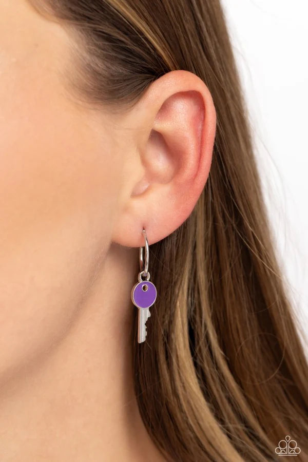 Paparazzi Jewelry  Paparazzi Earring ~ Key Performance - Purple