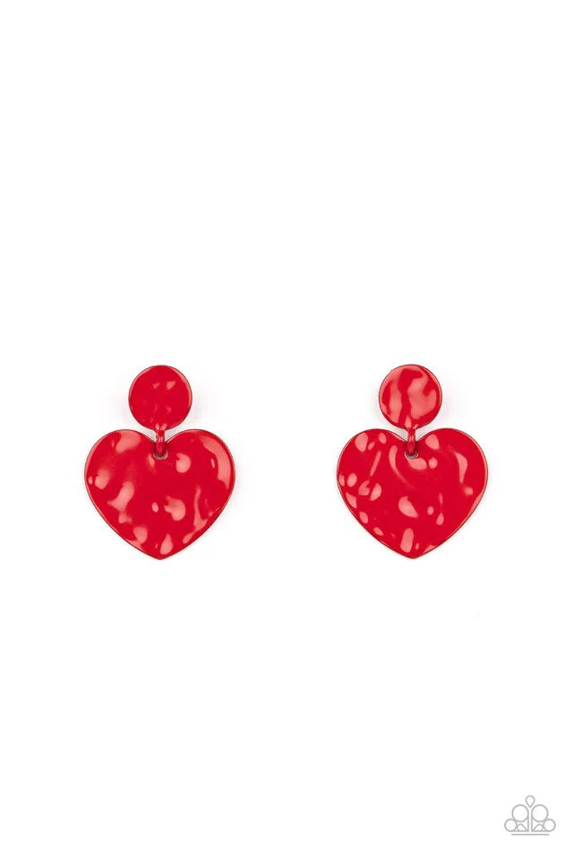 Paparazzi Earring ~ Just a Little Crush - Red