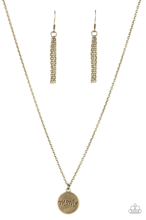 the cool mom brass necklace