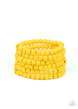 Load image into Gallery viewer, Paparazzi -Diving in Maldives - Yellow Wood Bracelet

