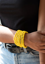 Load image into Gallery viewer, Paparazzi -Diving in Maldives - Yellow Wood Bracelet
